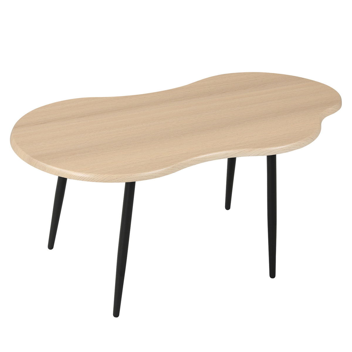 Cloud Shape Coffee Table 39.5 inch Irregular Center Table with Metal Frame-Natural