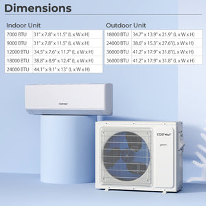 UltrEco Series 24000 BTU 2 Zone 23 SEER2 Mini Split Air Conditioner Wifi Enabled with Heat Pump-7K + 24K