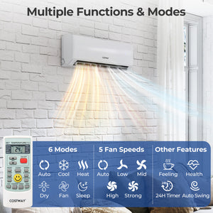 UltrEco Series 24000 BTU 3 Zone 23 SEER2 Mini Split Air Conditioner Wifi Enabled with Heat Pump-7K + 7K + 12K