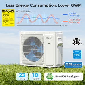 UltrEco Series 24000 BTU 3 Zone 23 SEER2 Mini Split Air Conditioner Wifi Enabled with Heat Pump-7K + 12K + 12K