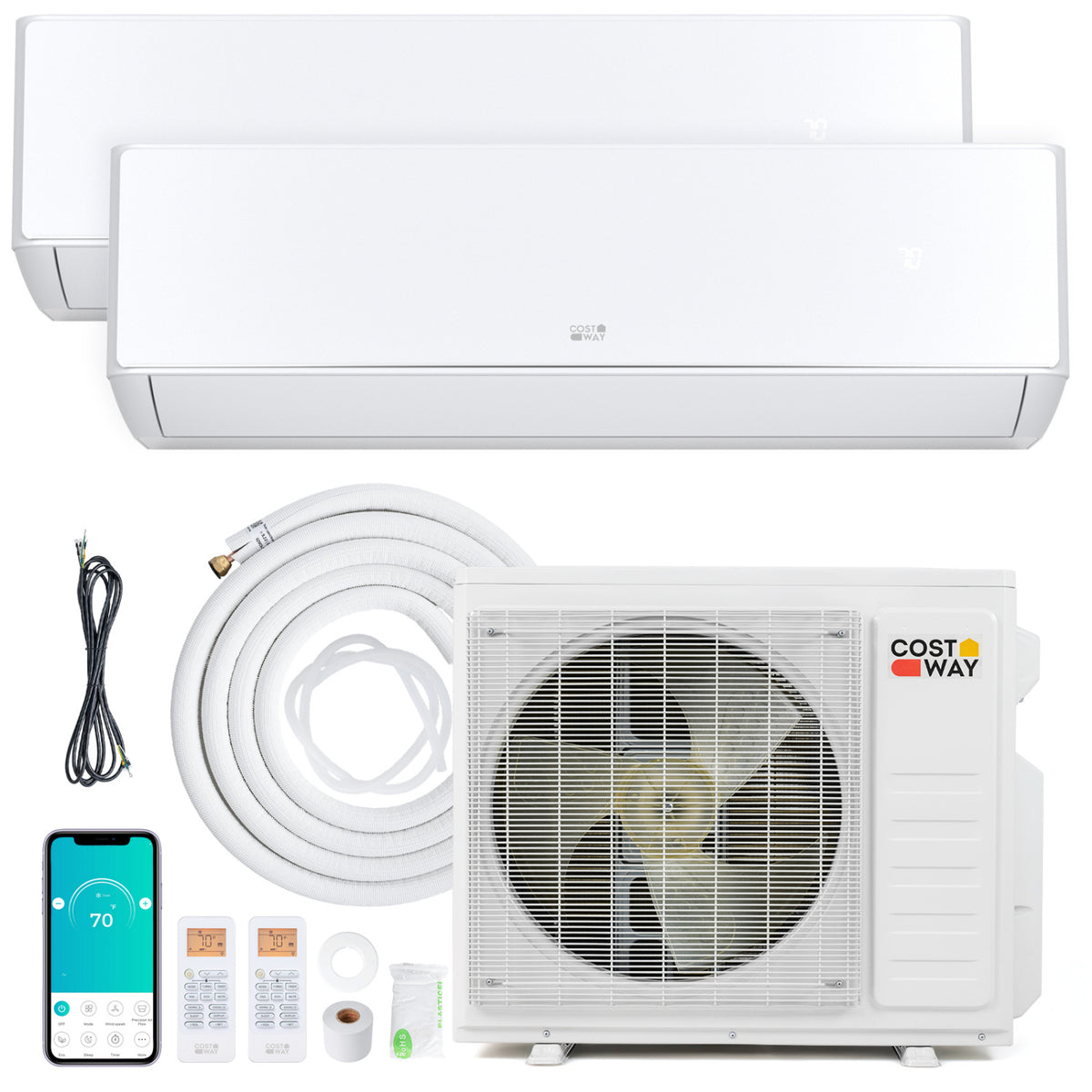 X-Pro 27000 BTU 2 Zone 24 SEER2 Mini Split AC with Heat Pump-18K + 18K