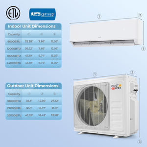 X-Pro 27000 BTU 2 Zone 24 SEER2 Mini Split AC with Heat Pump-18K + 18K