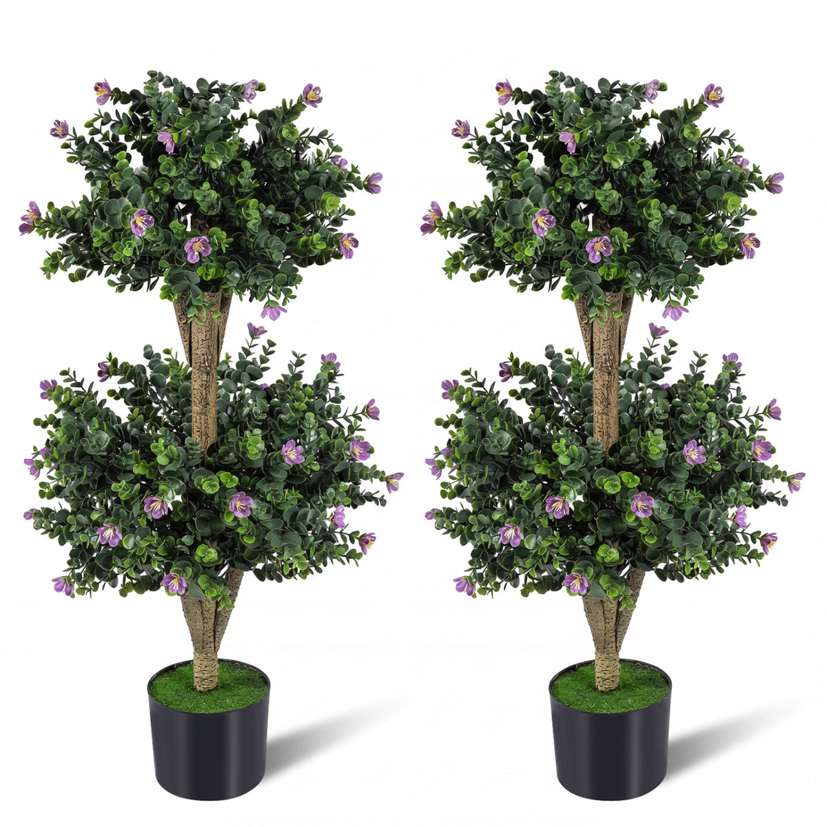 Set of 2 Faux Bush Plant with 41 Blossoms for Home