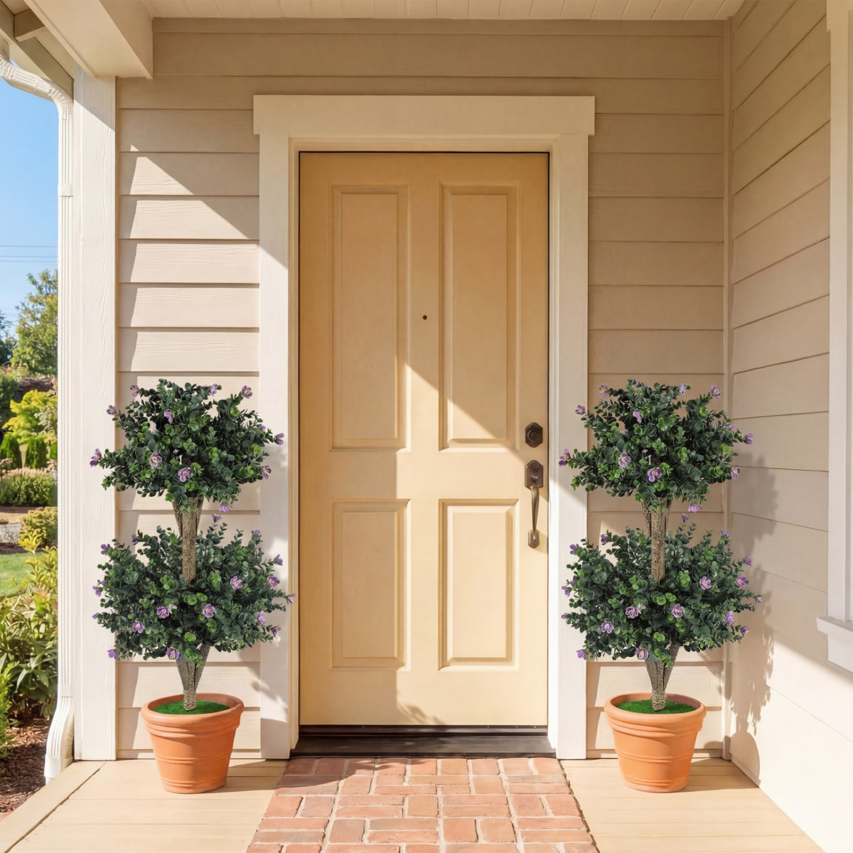 Set of 2 Faux Bush Plant with 41 Blossoms for Home