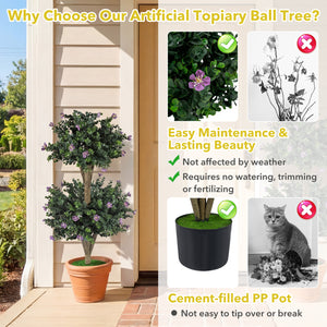 Set of 2 Faux Bush Plant with 41 Blossoms for Home