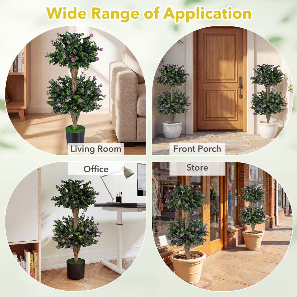 Set of 2 Faux Bush Plant with 41 Blossoms for Home