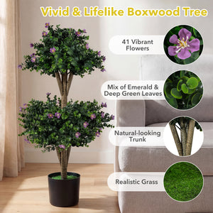 Set of 2 Faux Bush Plant with 41 Blossoms for Home
