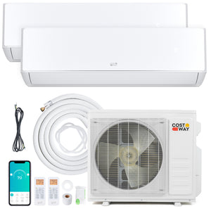 X-Pro 18000 BTU 2 Zone 24 SEER2 Mini Split AC with Heat Pump-9K + 12K