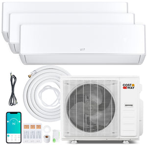 X-Pro 35000 BTU 3 Zone 22.5 SEER2 Mini Split AC with Heat Pump-9K + 9K + 24K
