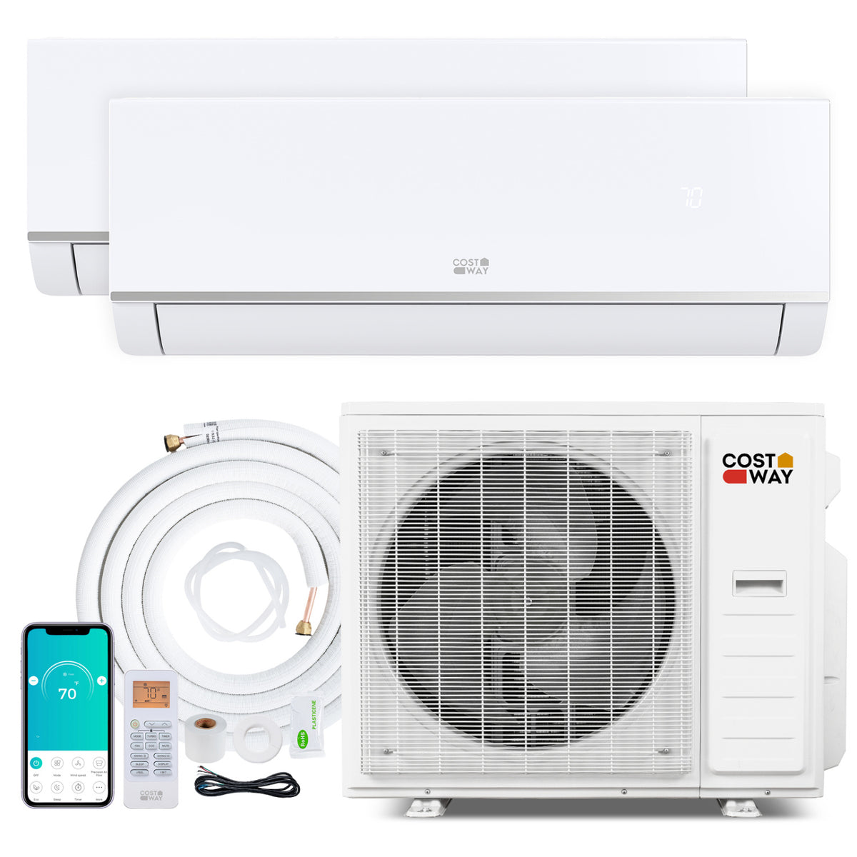 Blast Pro 38000 BTU 2 Zone 20 SEER2 Mini Split AC with Heat Pump-12K + 12K