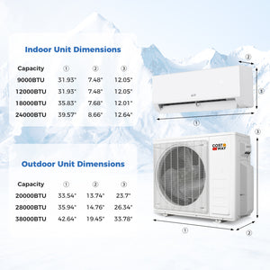 Blast Pro 28000 BTU 2 Zone 23 SEER2 Mini Split AC with Heat Pump-9K + 12K