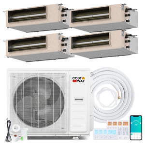 X-Pro 35000 BTU 4 Zone 22.5 SEER2 Concealed Ducted Mini Split AC-12K + 12K + 12K + 12K