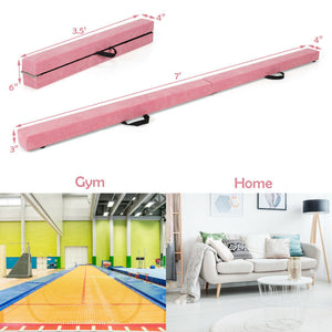 Folding Gymnastics Mat and Portable Floor Balance Beam Set