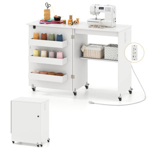 Sewing Machine and Table Set with Charging Station Folding Craft Desk and Beginner Sewing Machine