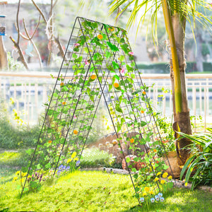 A-Frame Garden Trellis for Climbing Plant with Ground Stake and Cable Tie-Green