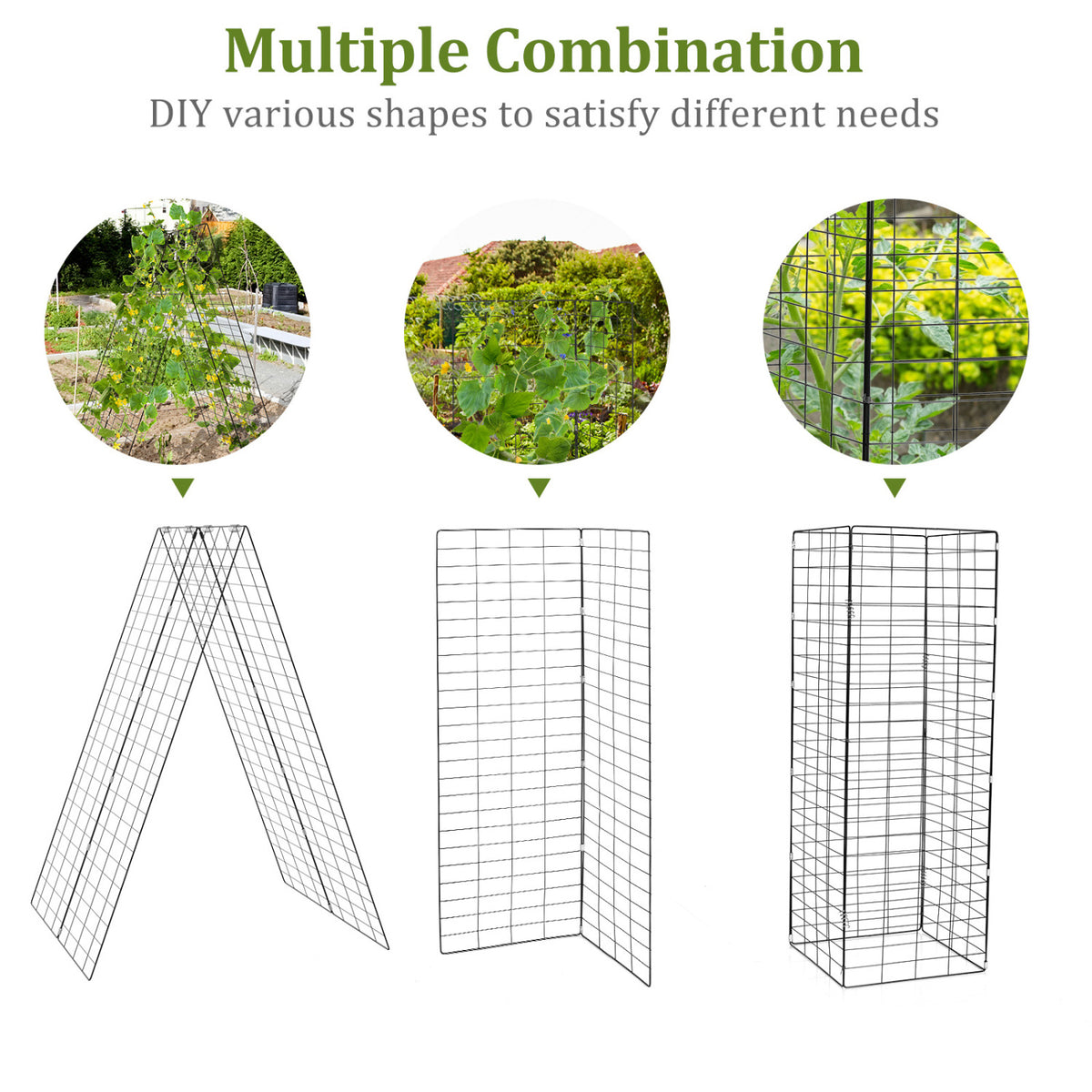 A-Frame Garden Trellis for Climbing Plant with Ground Stake and Cable Tie-Green