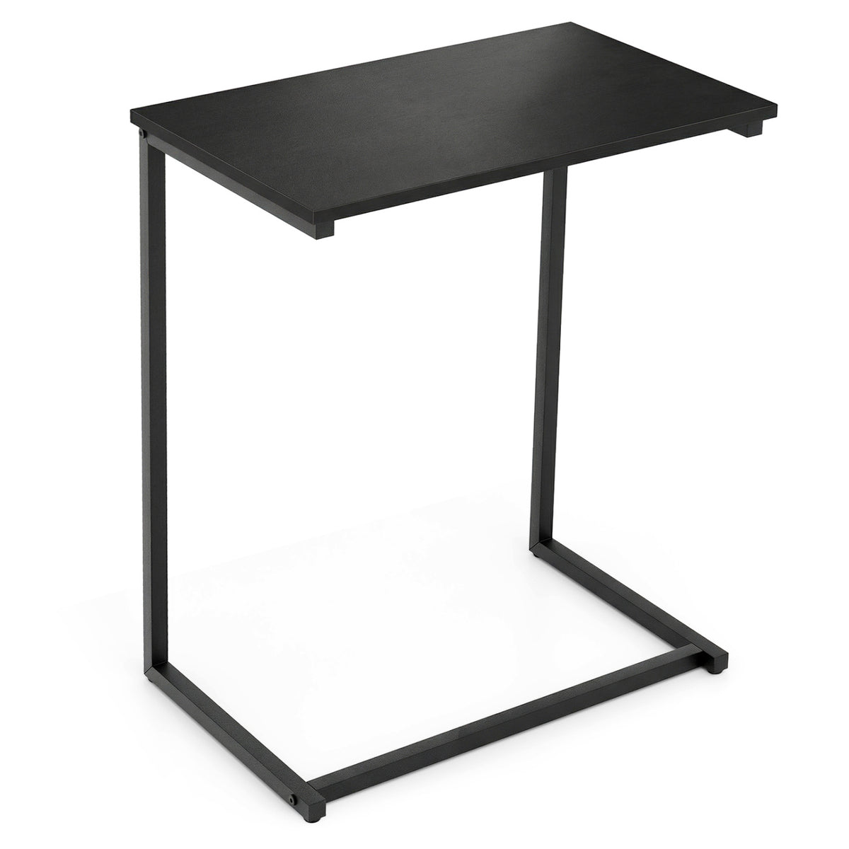 C-Shaped Side Table Sofa Snack End Table with Metal Frame-Black