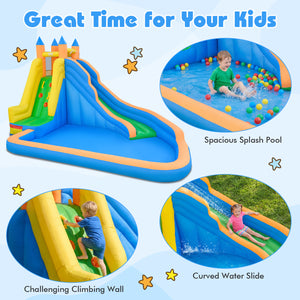 3-in-1 Inflatable Water Slide with Curved Slide and 680W Blower