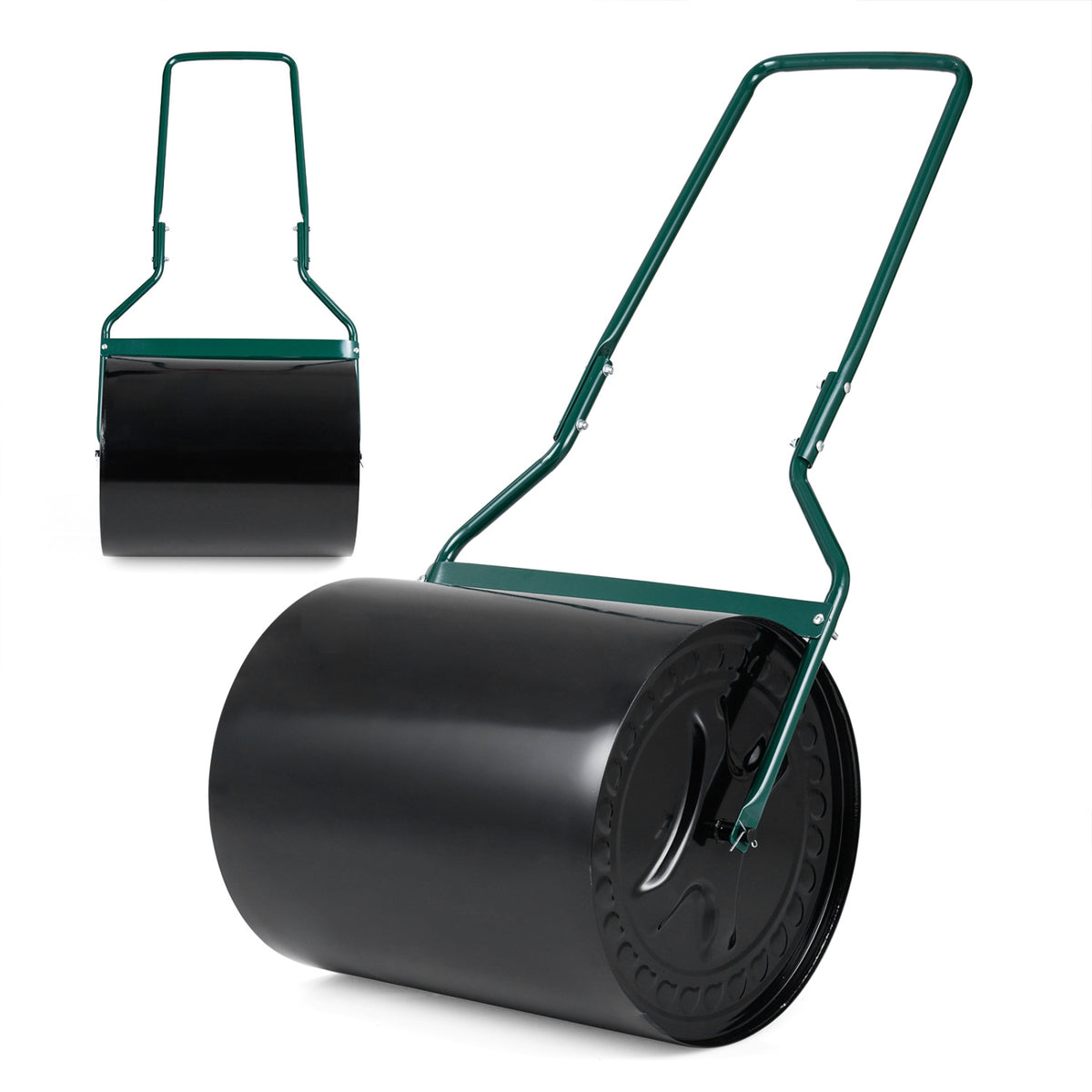 Lawn Roller 16 Gallon Water/Sand Filled Garden Drum Roller with Leak-proof Inlet