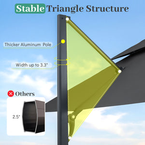 10 FT Aluminum Pole Patio Cantilever Umbrella with 220 LBS Base-Gray
