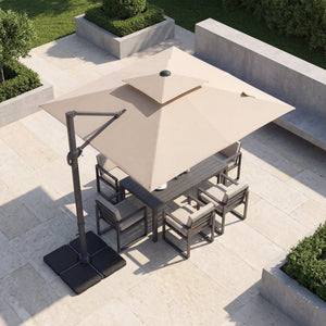 10 FT Aluminum Pole Patio Cantilever Umbrella with 220 LBS Base-Beige