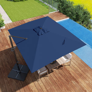 11 x 9 FT Aluminum Pole Outdoor Offset Hanging Umbrella with 220 LBS Base-Dark Blue