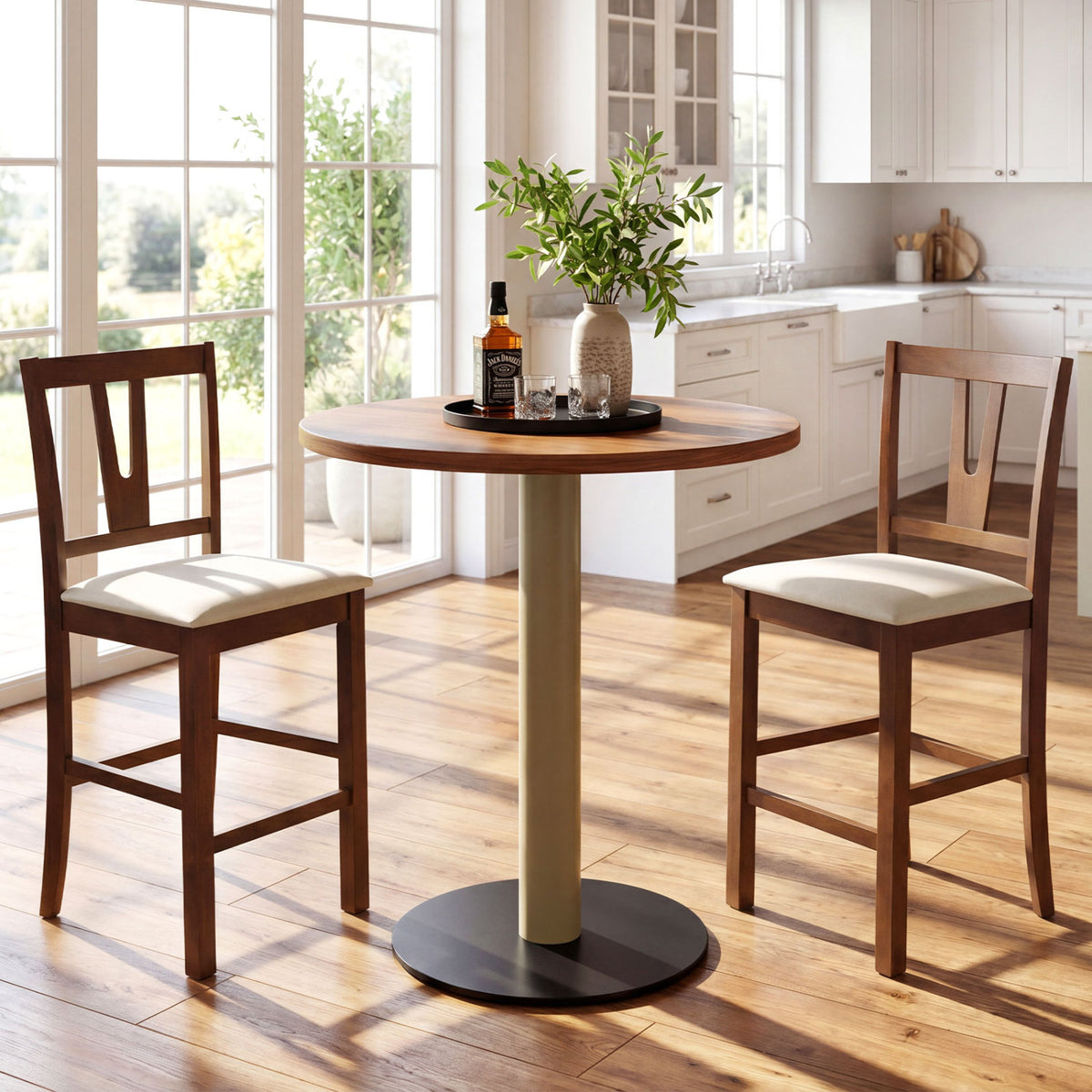 Counter Height Bar Stools with Contoured V-Back-Set of 2