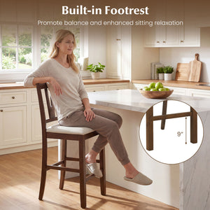 Counter Height Bar Stools with Contoured V-Back-Set of 2