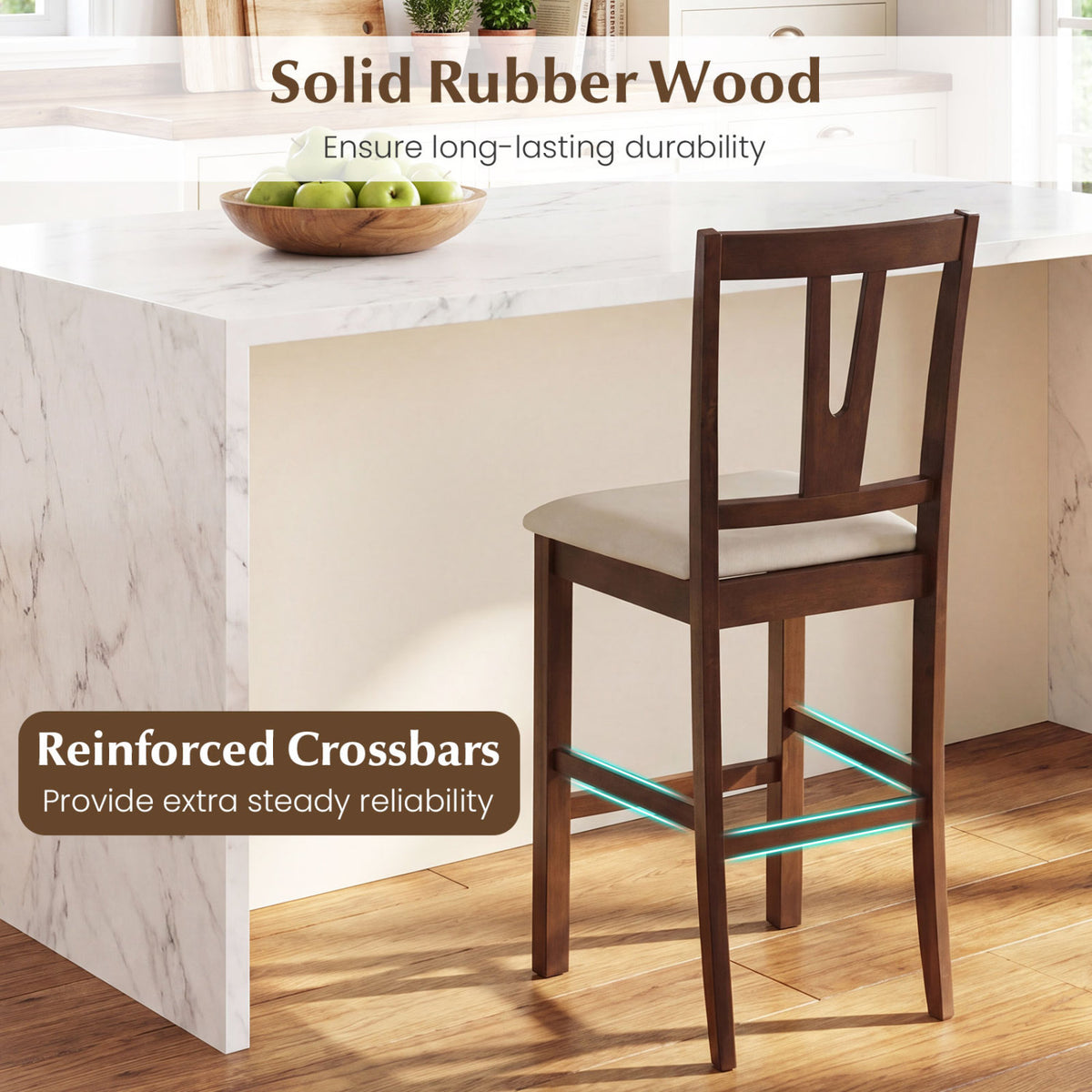 Counter Height Bar Stools with Contoured V-Back-Set of 2