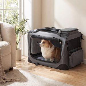Collapsible Soft Dog Crate Travel Crate with Mesh Windows and 3 Doors-S