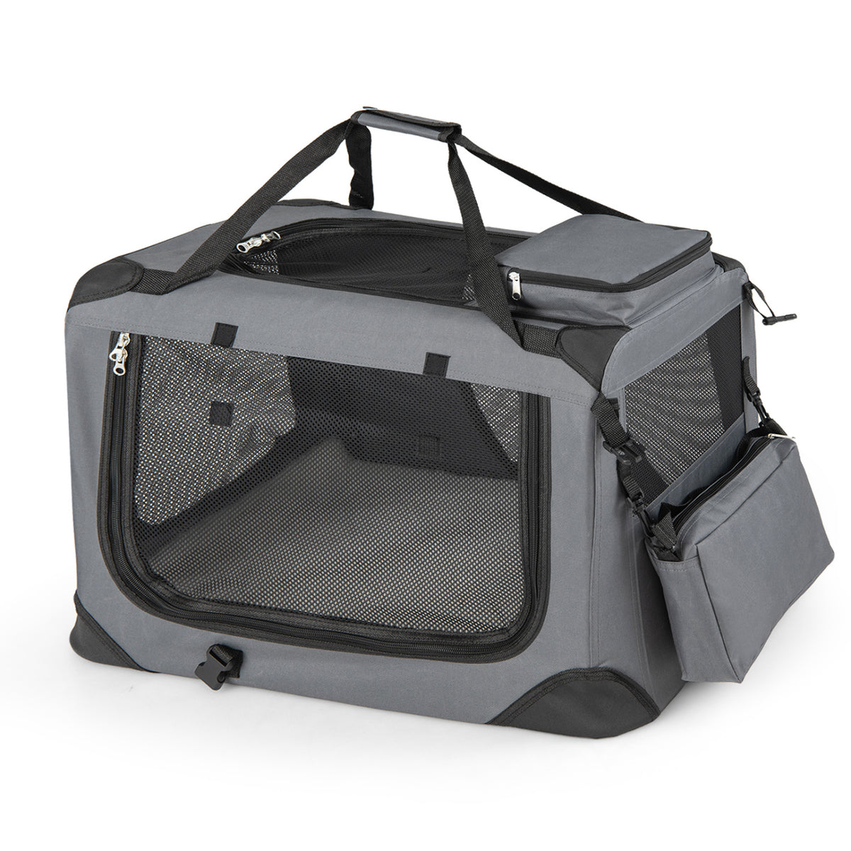 Collapsible Soft Dog Crate Travel Crate with Mesh Windows and 3 Doors-S