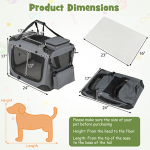 Collapsible Soft Dog Crate Travel Crate with Mesh Windows and 3 Doors-S