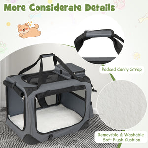 Collapsible Soft Dog Crate Travel Crate with Mesh Windows and 3 Doors-S