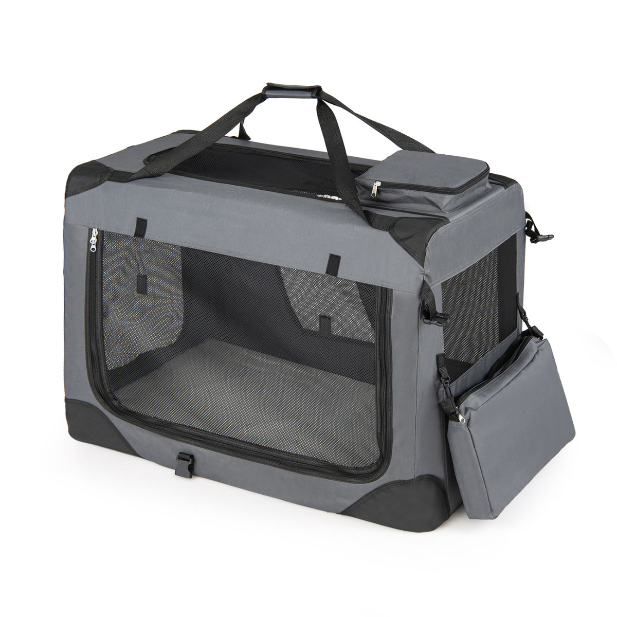 Collapsible Soft Dog Crate Travel Crate with Mesh Windows and 3 Doors-L