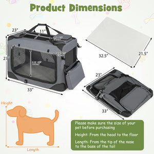 Collapsible Soft Dog Crate Travel Crate with Mesh Windows and 3 Doors-L