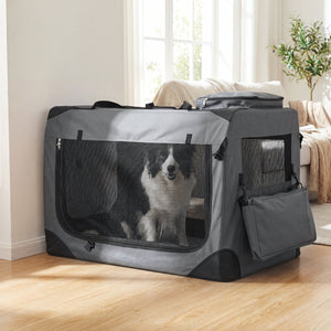 Collapsible Soft Dog Crate Travel Crate with Mesh Windows and 3 Doors-XL