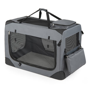Collapsible Soft Dog Crate Travel Crate with Mesh Windows and 3 Doors-XL