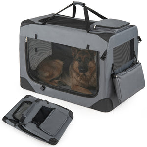 Collapsible Soft Dog Crate Travel Crate with Mesh Windows and 3 Doors-XL