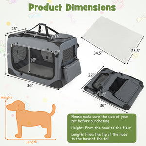 Collapsible Soft Dog Crate Travel Crate with Mesh Windows and 3 Doors-XL