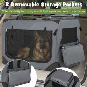 Collapsible Soft Dog Crate Travel Crate with Mesh Windows and 3 Doors-XL
