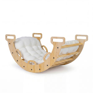 Wooden Rocking Climbing Arch with Cushion Montessori Kids Climber Rocker