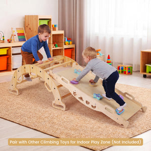 Wooden Rocking Climbing Arch with Cushion Montessori Kids Climber Rocker