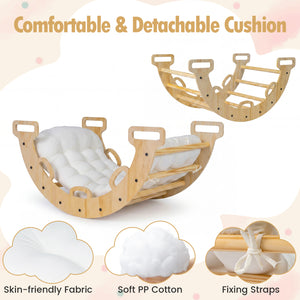 Wooden Rocking Climbing Arch with Cushion Montessori Kids Climber Rocker