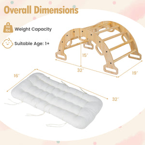 Wooden Rocking Climbing Arch with Cushion Montessori Kids Climber Rocker