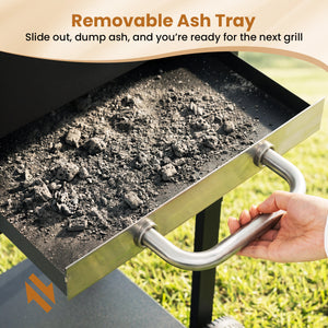 Charcoal Grill with 2 Side Tables & Adjustable Chimney 284 sq.in