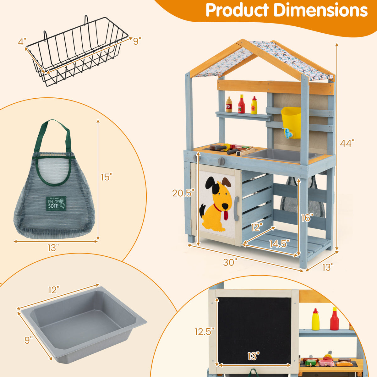 Ultimate Kids Outdoor Play Complex: 4-in-1 Wooden Mud Kitchen & BBQ Grill Set with Picnic Table