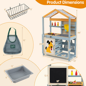 Ultimate Kids Outdoor Play Complex: 4-in-1 Wooden Mud Kitchen & BBQ Grill Set with Picnic Table