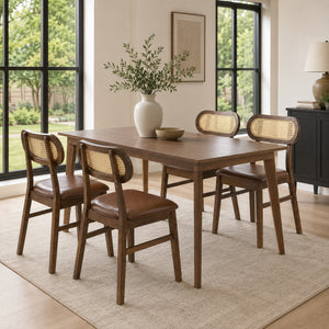48 Inch Dining Table Set for 4 with Rattan Chairs  Mid Century Kitchen Table and Chairs Set for Dining Room