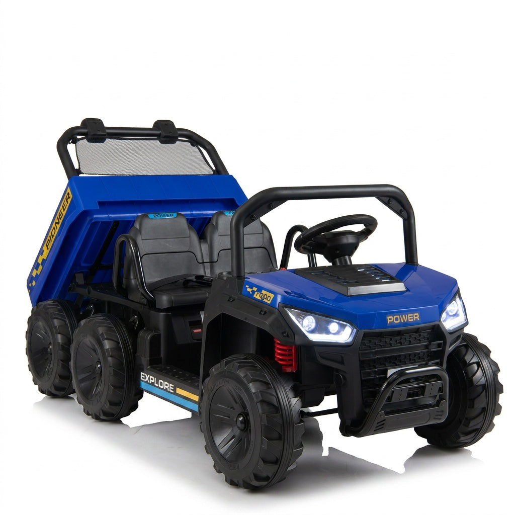 24V Kids Ride on Dump Truck with Electric Dump Bed  2-Seater 4WD
