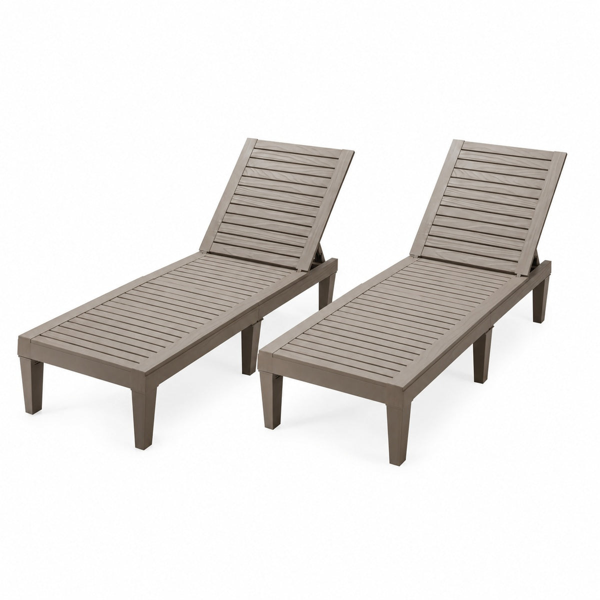 Set of 2 Outdoor Chaise Lounge Chair with 5 Positions Adjustable Backrest-Brown